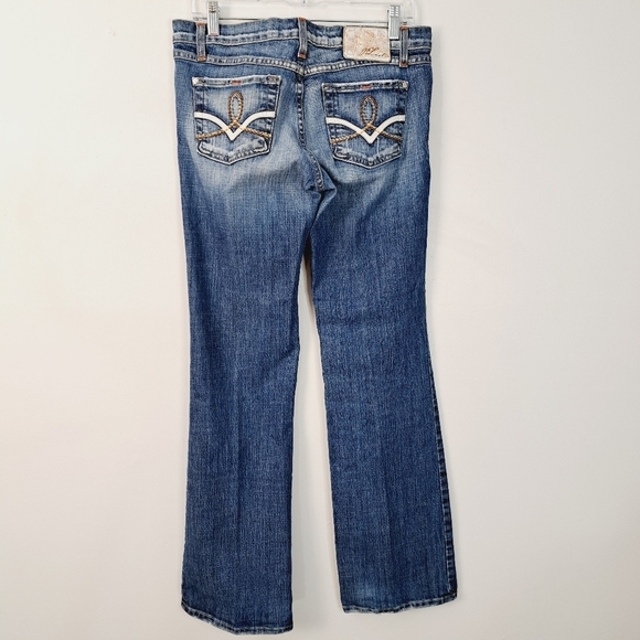 Plastic by GLY Med Wash Y2k Low Rise Boot Cut Jeans Size 11 - Picture 3 of 9